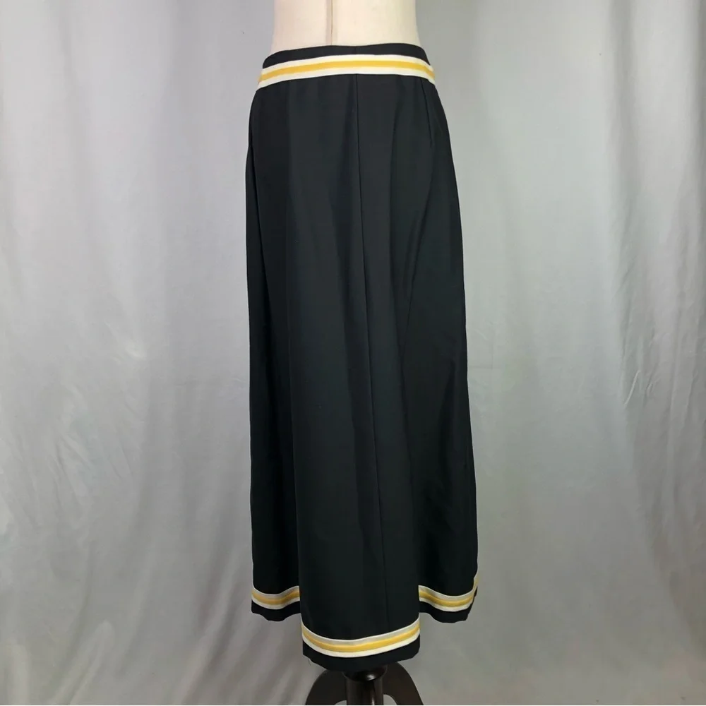 VINTAGE Century of Boston maxi pencil wrap skirt black yellow white size 8